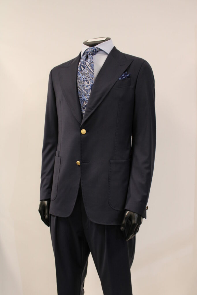 Herren Half Canvas Anzug in marineblau mit goldenen Knöpfen