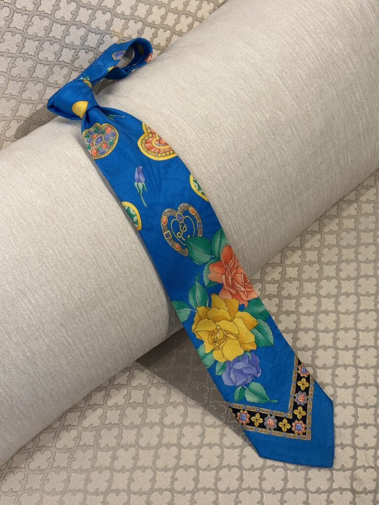 Leonard Paris Krawatte aus Seide in blau mit floral Motive